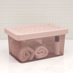 Caixa Organizadora Retangular com Tampa 15,2x31,5cm Rosa - Ordene