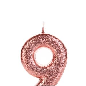 Vela de Aniversário Glitter Número 9 Bronze - Silver Plastic