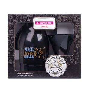 Jogo de Garrafa Térmica com Filtro 102 700mL Preto - Sanremo