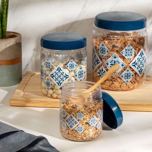 Porta Mantimentos Jazz 600mL Azulejos - Tiba