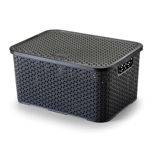 Caixa Organizadora com Tampa 16l Mosaico Preto - Arthi