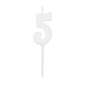 Vela de Aniversário Pick Número 5 Branca - Silver Plastic