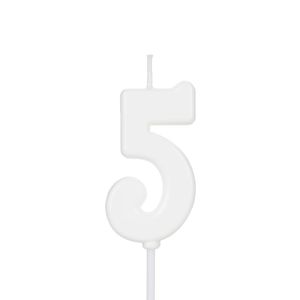Vela de Aniversário Pick Número 5 Branca - Silver Plastic