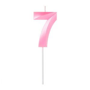 Vela de Aniversário Número 7 Perolizada Rosa - Silver Plastic