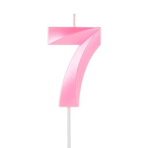 Vela de Aniversário Número 7 Perolizada Rosa - Silver Plastic