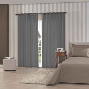 Cortina para Sala / Quarto Rústica Pantex 5,4 X 2,5m Titânio - Bella Janela