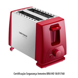 Torradeira Fast 6 Níveis de Temperatura Vermelha - Lenoxx