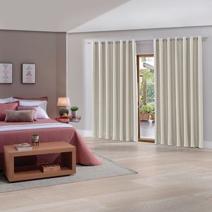 Cortina para Sala / Quarto Trento Geométrico 2,6 X 1,7m Areia - Bella Janela