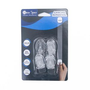 Gancho Adesivo Oval Clear 4 Peças - Home Space