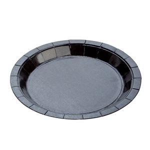 Prato Descartável 18cm Liso Kit com 10 Unidades Preto - Silver Plastic
