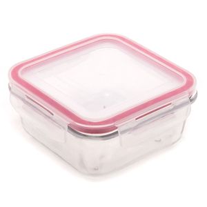 Pote de Vidro Hermético Quadrado 550mL Rosa - Sanremo