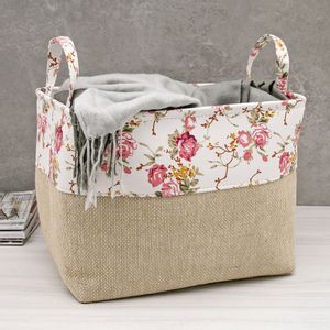 Cesta Organizadora com Alças Flores 23x33cm - Home Space