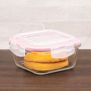 Pote de Vidro Hermético Quadrado 750mL Rosa - Keeper