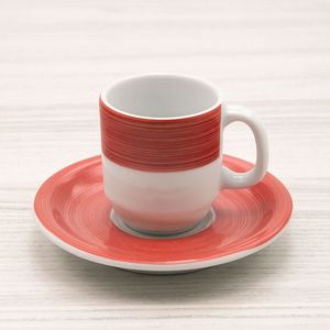 Xícara de Café com Pires Cilíndrica 70mL Vermelha - Schmidt