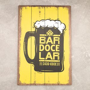 Placa Decorativa Madeira Bar 60x40cm - Sottile