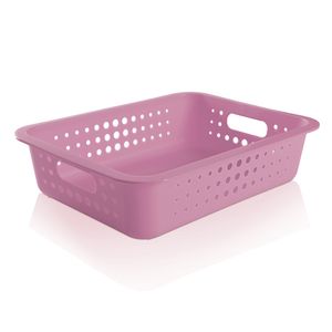 Cesta Organizadora Retangular 10x41cm Rosa Quartzo - Martiplast