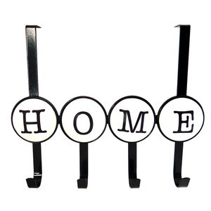 Cabideiro para Porta com 4 Ganchos Home Preto - Home Space