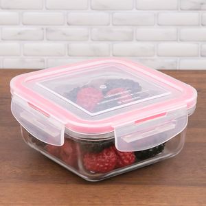 Pote de Vidro Hermético Quadrado 330mL Rosa - Sanremo