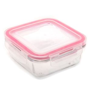 Pote de Vidro Hermético Quadrado 330mL Rosa - Sanremo