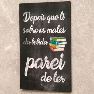 Placa Decorativa Mdf Parei de Ler 29,5x19,5cm - Cia Laser