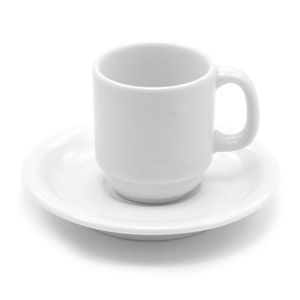 Xícara de Café com Pires Cilíndrica 70mL Branca - Schmidt