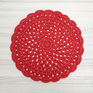 Sousplat de Crochê 40cm Vermelho - Crochê Nene Veronez