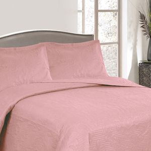 Colcha Solteiro Boutis Comfort com 1 Porta Travesseiro Rosa - Beau Tissu