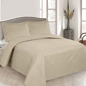 Colcha Solteiro Boutis Comfort com 1 Porta Travesseiro Bege - Beau Tissu