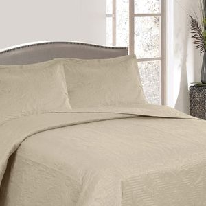 Colcha Casal Boutis Comfort com 2 Porta Travesseiros Bege - Beau Tissu