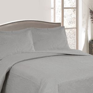 Colcha Casal Boutis Comfort com 2 Porta Travesseiros Cinza - Beau Tissu
