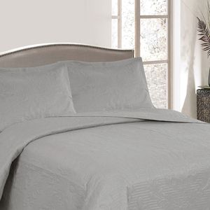 Colcha Queen Boutis Comfort com 2 Porta Travesseiros Cinza - Beau Tissu