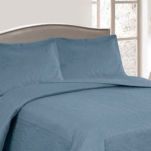Colcha Queen Boutis Comfort com 2 Porta Travesseiros Azul - Beau Tissu