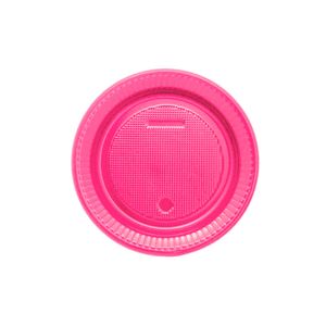 Prato Raso Descartável 15cm Kit com 10 Unidades Rosa Neon - Bello Festas