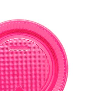 Prato Raso Descartável 15cm Kit com 10 Unidades Rosa Neon - Bello Festas
