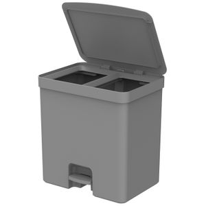 Lixeira de Chão Trium com Pedal e Duplo Compartimento 20l Chumbo