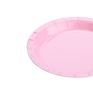 Prato Descartável 18cm Liso Kit com 10 Unidades Rosa Bebê - Silver Plastic