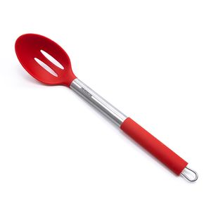 Colher de Silicone Perfurada Vermelho com Cabo De Inox - Meridional
