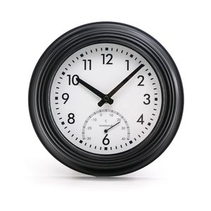 Relógio de Parede 23cm com Termômetro Preto - Sottile