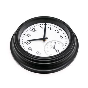 Relógio de Parede 23cm com Termômetro Preto - Sottile