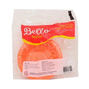 Prato Fundo Descartável 12cm com 10 Unidades Laranja Neon - Bello Festas