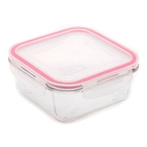 Pote de Vidro Hermético Quadrado 700mL Rosa - Sanremo