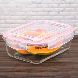 Pote de Vidro Hermético Retangular 1370mL Rosa - Keeper