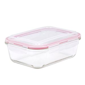 Pote de Vidro Hermético Retangular 1370mL Rosa - Keeper