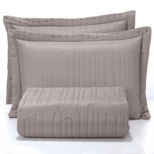 Colcha Solteiro com 1 Porta Travesseiro Taupe - Hedrons