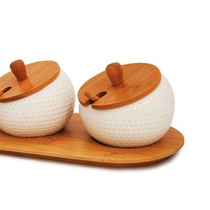Porta Temperos Bambu 3 Potes com Colher - Yoi