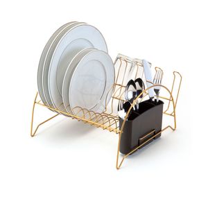 Escorredor Louça Fan com Porta Copo Dourado - Arthi