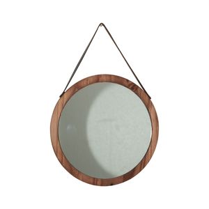 Espelho Redondo com Alça de Couro 30cm - Debiasi