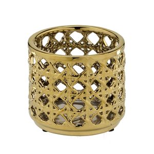 Vaso de Cerâmica 12,5cm Dourado - Espressione