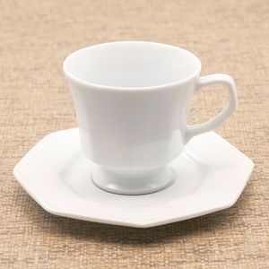 Xícara de Chá com Pires Prisma 200mL Branca - Schmidt