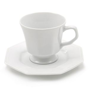 Xícara de Chá com Pires Prisma 200mL Branca - Schmidt
